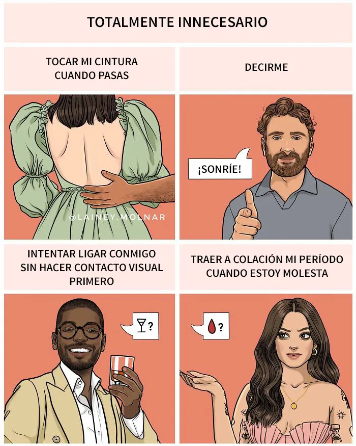 Esta artista crea ilustraciones que invitan a cuestionar y reflexionar sobre las normas sociales en torno a la feminidad, la imagen corporal y otros temas