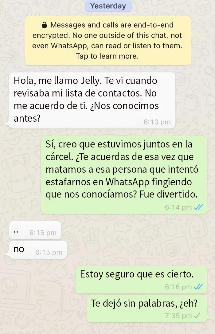 Estafa por Whatsapp, no sé por qué no respondieron