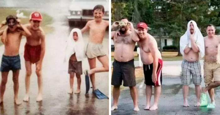 35 Personas que llevaron a otro nivel la recreación de sus fotos antiguas (Nuevas imágenes)
