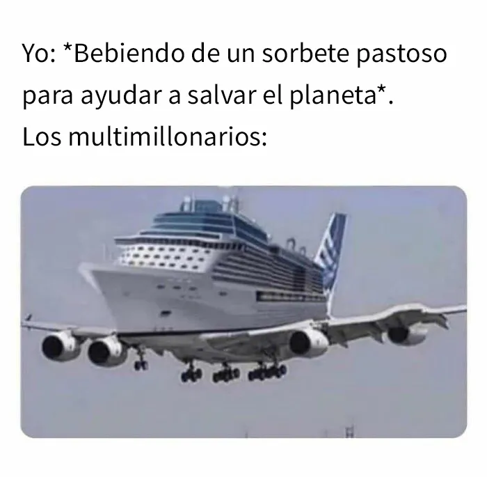 El mega yate volador 5000, propulsado al quemar sorbetes de plástico 