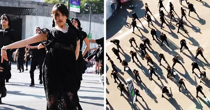 Durante este flashmob se recreó el baile de Merlina en plena Ciudad de México