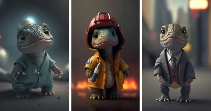 Estos "dinoprofesionales" creados con IA están triunfando por doquier con su aspecto tan adorable como trabajador