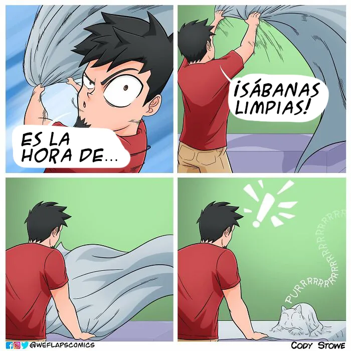 15 Divertidos cómics que ilustran la realidad de vivir con un gato
