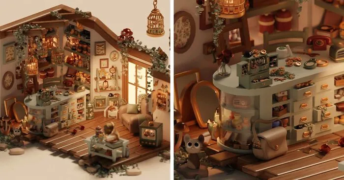 Esta artista crea habitaciones en 3D tan confortables y detalladas que querrás mudarte de inmediato