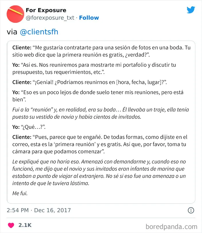 20 Frustrantes ejemplos de esas personas que ofrecen “visibilidad y publicidad” a cambio de un trabajo