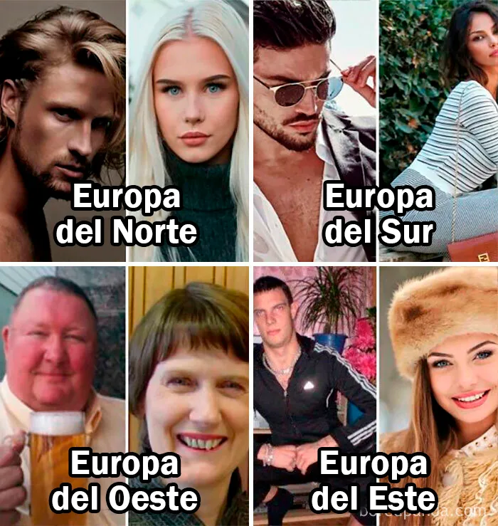 El tipo medio de hombres y mujeres europeos