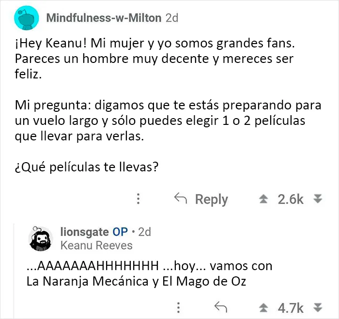 Keanu Reeves se ofreció a responder a los fans y aquí tienes 20 de las mejores preguntas
