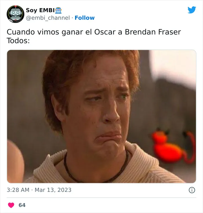 Brendan Fraser gana un Oscar e internet se inunda de emotivos memes y reacciones celebrándolo