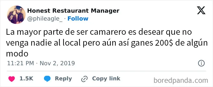20 Dolorosas publicaciones que resumen la vida de los empleados de hostelería