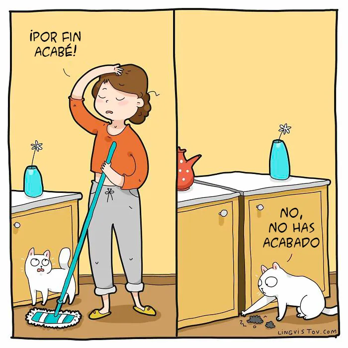 Una artista ilustra cómo es vivir con un gato (30 fotos nuevas)