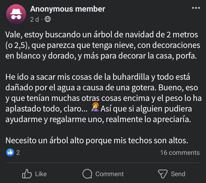 Quiere un árbol de Navidad muy específico, con ornamentos, pero sin pagar por ello