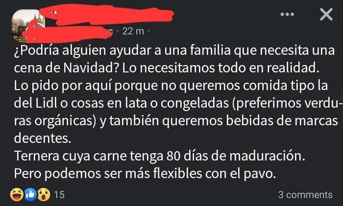 Pidiendo ayuda en Navidad