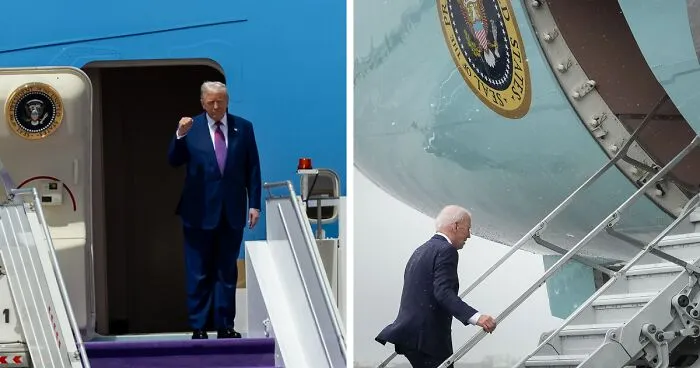 Donald Trump Stumbles On Air Force One Steps After Previously Mocking Biden For Tripping