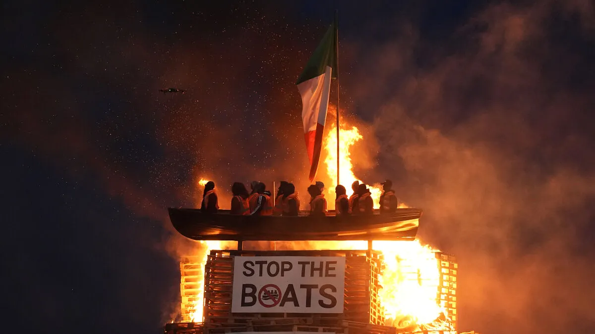 Outrage As “Vile, Racist” Bonfire With Mock Migrant Boat Is Set Alight