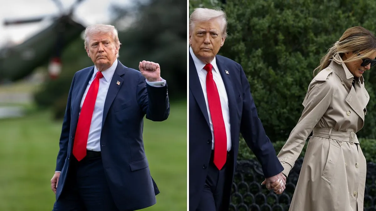 Donald Trump Injury Concealed By Melania’s Strategically Placed Hand As They Land In The UK
