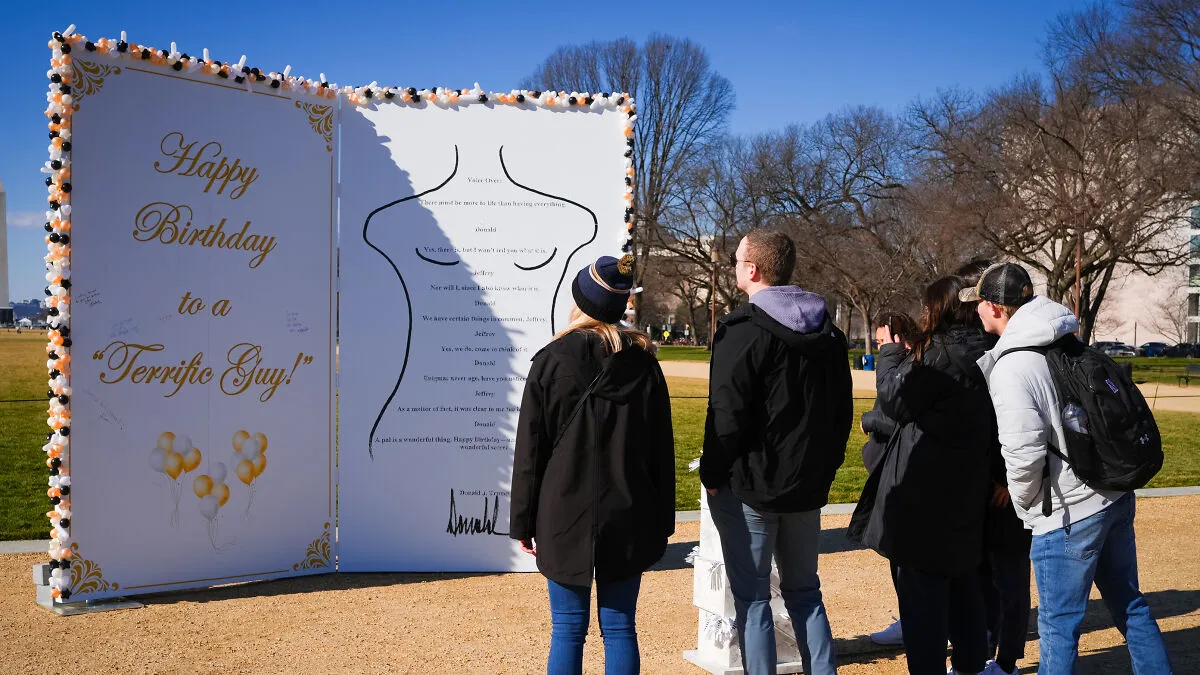 Oversized Replica Of Alleged Trump–Epstein Birthday Note Pops Up On National Mall