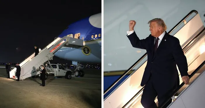 Trump, 79, Struggles To Descend Air Force One Stairs After Surprise Health Disclosure