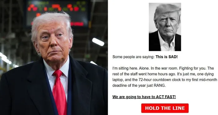 Trump Sends Creepy “Alone And In The Dark” Email, Begs Supporters To Stop MAGA From Crumbling