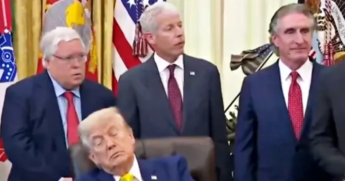 Drowsy Trump, 79, Tilts To One Side At The White House